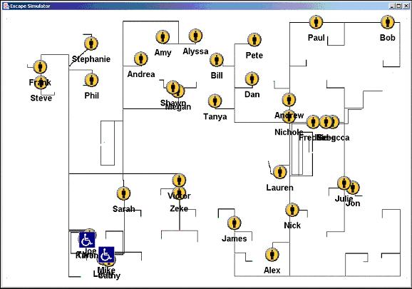 Image of an escape sequence animation showing the control paths instead of the normal background